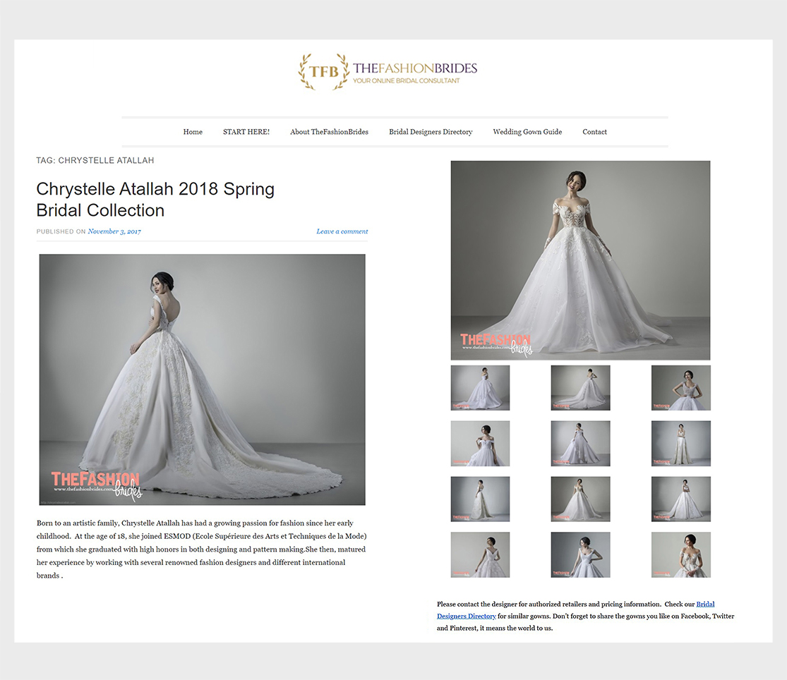 Chrystelle Atallah featured in The Fashion Brides Blog (United States ...